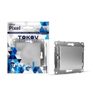 Переключатель проходной 1-кл. СП Pixel 10А IP20 механизм алюм. Tokov Electric TKE-PX-P1-C03