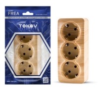 Розетка 3-м ОП Frea 16А IP20 250В с заземл. АБС-пластик сосна Tokov Electric TKE-FR-R3Z-C25