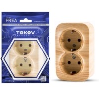Розетка 2-м ОП Frea 16А IP20 250В с заземл. АБС-пластик сосна Tokov Electric TKE-FR-R2Z-C25