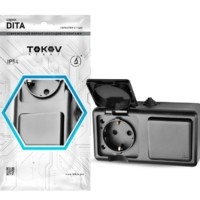 Блок ОП Dita (розетка 16А 250В с заземл. + 1-кл. выкл. 10А) IP54 карбон Tokov Electric TKL-DT-V1RZ-C14-IP54
