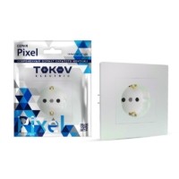 Розетка 1-м СП Pixel 16А IP20 с заземл. защ. шторки в сборе перламутр. Tokov Electric TKE-PX-R1FZSF-C04
