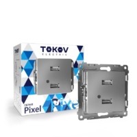 Розетка 2-м USB СП Pixel тип A+A 5В 1х2.1А 2х1.05А механизм алюм. Tokov Electric TKE-PX-2USB-C03