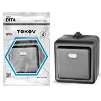 Выключатель 1-кл. ОП Dita IP54 10А 250В с индикацией карбон Tokov Electric TKL-DT-V1I-C14-IP54