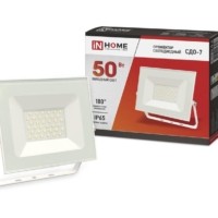 Прожектор светодиодный СДО-7 50Вт 6500К IP65 4500лм 230В бел. IN HOME 4690612034706