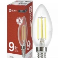 Лампа светодиодная LED-СВЕЧА-deco 9Вт свеча прозрачная 4000К нейтр. бел. E14 1040лм 230В IN HOME 4690612026206