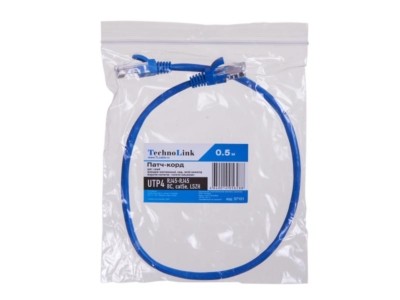 Патч-корд UTP4 cat 5e 0,5м ВС LSZH синий литой коннектор Technolink — изображение 4