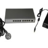 NS10829P PoE коммутатор настольный 9 портовый 8 PoE 802.3af 100Mbit портов 15.4W 1 Uplink 1Gbit порт кабель питания ЕВРО серый Netko