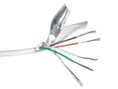 Кабель сигнальный экранированный 4*0.22мм2 (7*0.2мм) 100м пластиковая катушка белый Netko Optima