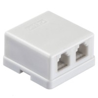 Розетка телефонная внешняя / 2 порта RJ11(6p2c) / 2 контактная мини белая Netko