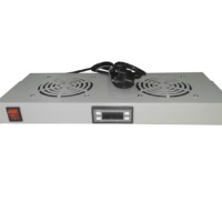 Полка вентиляторная 19″ 1U/2 с термостатом с кабелем серая Netko