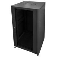 Шкаф напольный 19″ Netko 22U серия Optima (600х600х1132) передняя дверь стекло черный разобранный (упакован в 2 коробки)