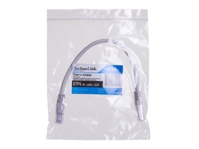 Патч-корд UTP4 cat 5e 0,25м ВС LSZH серый литой коннектор Technolink — изображение 3