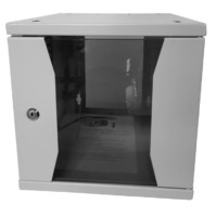 Шкаф настенный 10″ 6U серия COMPACT (315х368х310) передняя дверь стекло серый Netko