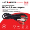 Шнур аудио-видео: 2RCA-6,3 мм стерео ( длина 1.2 м литой) блистер Netko