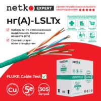 Кабель U/UTP4 cat.5e 4 пары 24 AWG BC 305м нг(А)-LSLTx зеленый; одножильный FLUKE TEST Netko Expert СКС