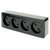 Розетка 4-местная б/з открытой установки Stekker 250В 10А IP20 София черный MST10-14-02
