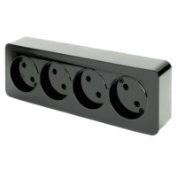 Розетка 4-местная б/з открытой установки Stekker 250В 10А IP20 София черный MST10-14-02