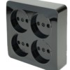 Розетка 4-местная б/з открытой установки квадрат Stekker 250В 10А IP20 София черный MST10-14S-02