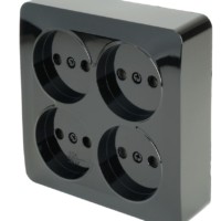 Розетка 4-местная б/з открытой установки квадрат Stekker 250В 10А IP20 София черный MST10-14S-02