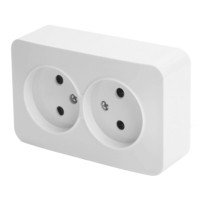 Розетка 2-местная б/з открытой установки Stekker 250В 10А IP20 София белый MST10-12-01