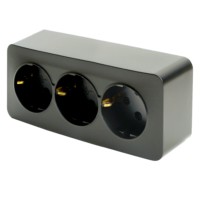 Розетка 3-местная с/з открытой установки Stekker 250В 16А IP20 София черный матовый MST16-13-05