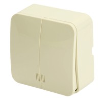 Выключатель открытой установки 2-клавишный с индикатором Stekker 250В 10А IP20 София слоновая кость MSW10-21-04