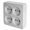 Розетка 4-местная б/з открытой установки  квадрат Stekker 250В 10А IP20 София белый MST10-14S-01