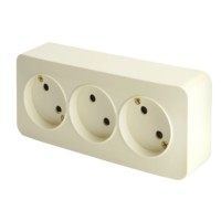 Розетка 3-местная б/з открытой установки Stekker 250В 10А IP20 София слоновая кость MST10-13-04