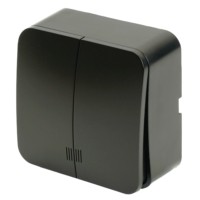 Выключатель открытой установки 2-клавишный с индикатором Stekker 250В 10А IP20 София черный матовый MSW10-21-05