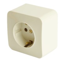 Розетка 1-местная с/з открытой установки Stekker 250В 16А IP20 София слоновая кость MST16-11-04