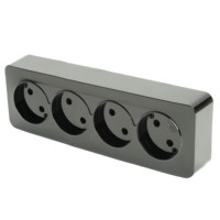 Розетка 4-местная б/з открытой установки Stekker 250В 10А IP20 София черный матовый MST10-14-05