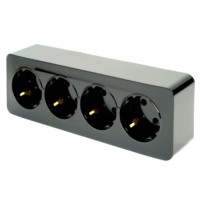 Розетка 4-местная с/з открытой установки Stekker 250В 16А IP20 София черный MST16-14-02