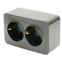 Розетка 2-местная с/з открытой установки Stekker 250В 16А IP20 София,черный матовый