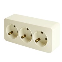 Розетка 3-местная с/з открытой установки Stekker 250В 16А IP20 София слоновая кость MST16-13-04