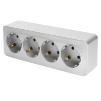 Розетка 4-местная с/з открытой установки Stekker 250В 16А IP20 София серебро MST16-14-03