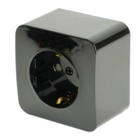 Розетка 1-местная с/з открытой установки Stekker 250В 16А IP20 София черный MST16-11-02