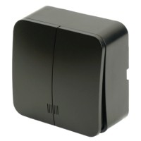 Выключатель открытой установки 2-клавишный с индикатором Stekker 250В 10А IP20 София черный MSW10-21-02