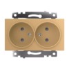 GLS10-7113-08 Розетка 2-местная с защитной шторкой (механизм) б/з, 250В, 10А, серия Катрин, золото